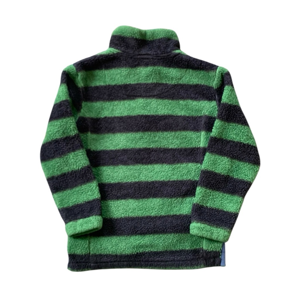 Mini Boden Sherpa Fleece Pullover Boys 5-6Y Green Black Stripe Cozy Teddy - Picture 6 of 6